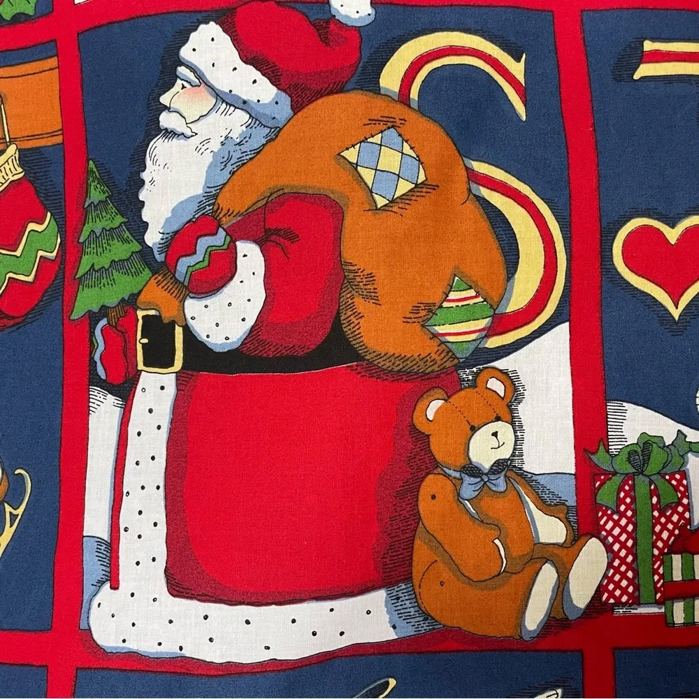 Vintage 90s Christmas Quilt Panel Set of 2 Angel Cut and Sew Santa Reindeer #K33